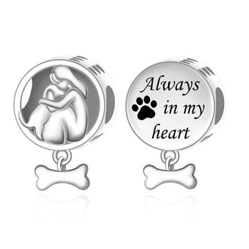 "Soulful Embrace" Pet Memorial Bead - 925 Silver Bone Dangle Charm