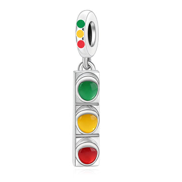 "Life Rhythms" Traffic Light Dangle - 925 Silver Colorful Enamel Charm