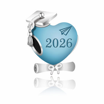 "Skyward Bound" Blue Heart Class of 2023-2026 Graduation Charm - 925 Silver