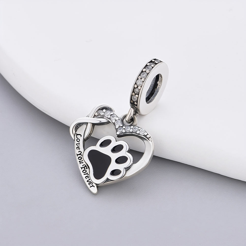 "Eternal Pawprint" Infinity Heart - 925 Silver Love You Forever Charm
