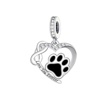 "Eternal Pawprint" Infinity Heart - 925 Silver Love You Forever Charm