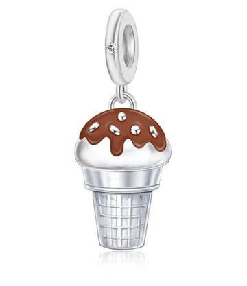 "Sweet Resonance" Ice Cream Dangle - 925 Silver Chocolate Sundae Charm