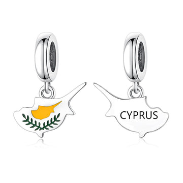 "Cyprus Echo" Map Dangle - 925 Sterling Silver National Flag Charm