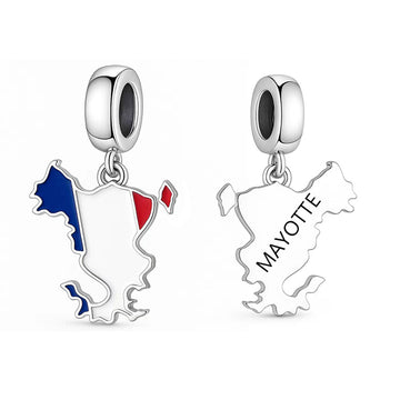 "Heart of Mayotte" Map Dangle - 925 Sterling Silver Island Charm