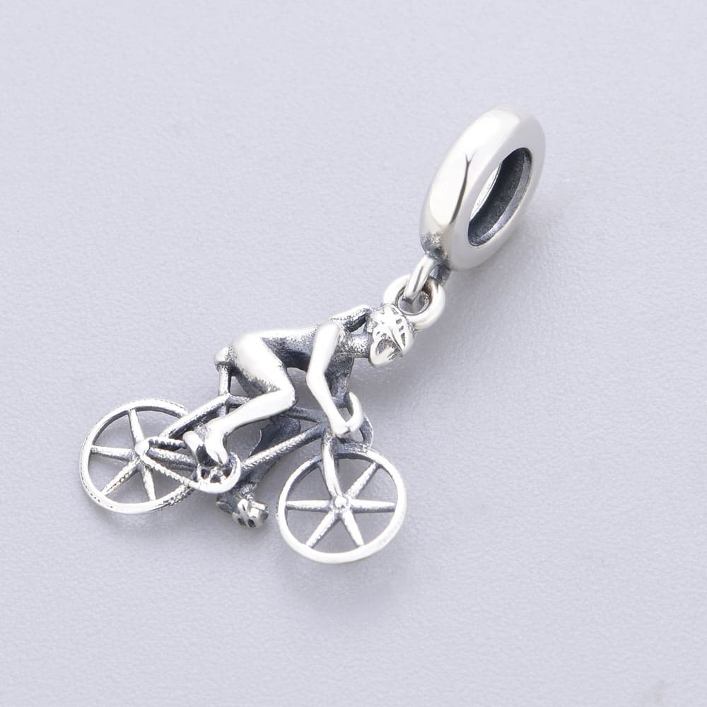 "Cycle of Freedom" Female Biker Dangle - 925 Sterling Silver