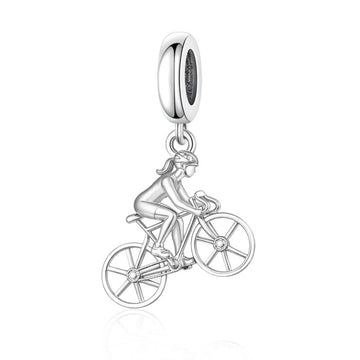 "Cycle of Freedom" Female Biker Dangle - 925 Sterling Silver