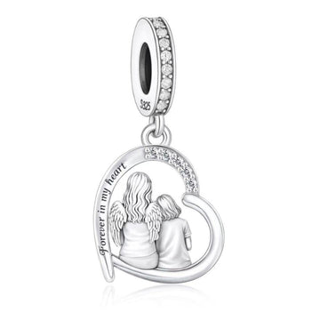 "Guardian Lean" Angel & Girl Dangle - 925 Silver Memorial Charm