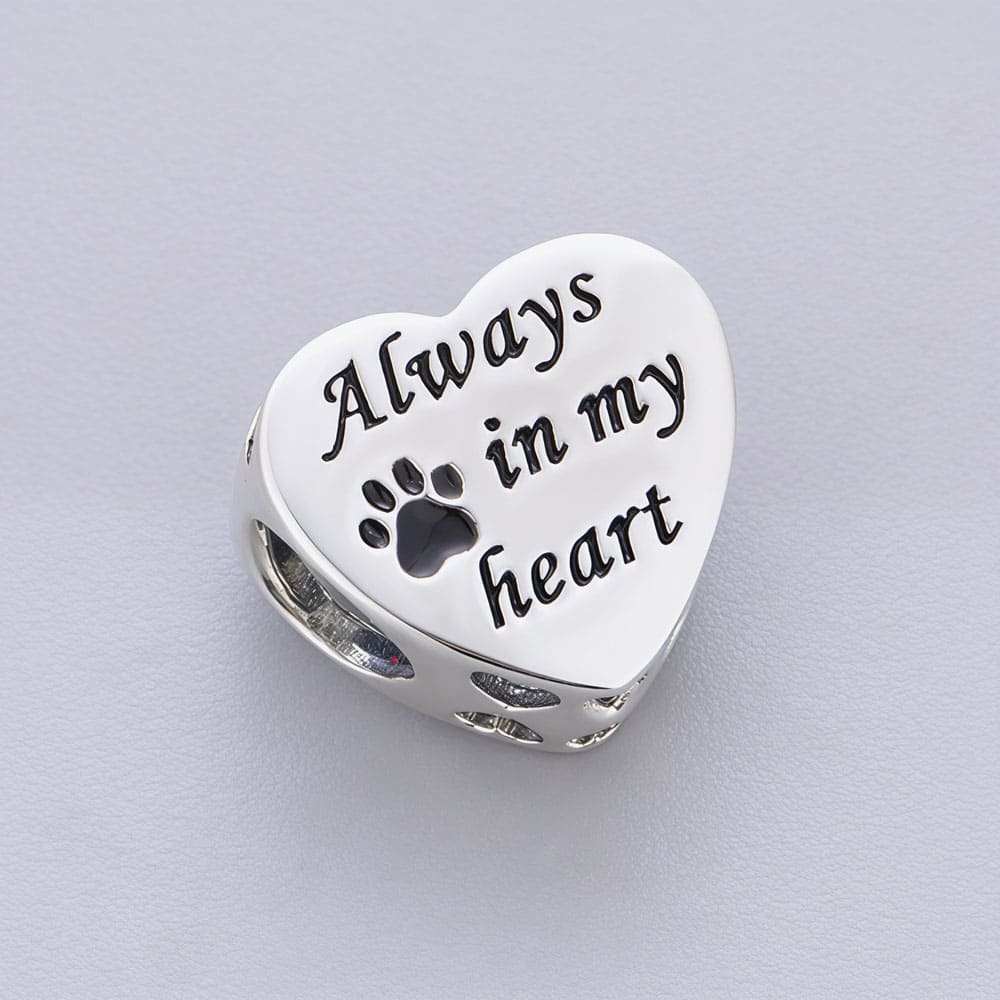"Always With You" Dachshund Heart Charm - 925 Sterling Silver