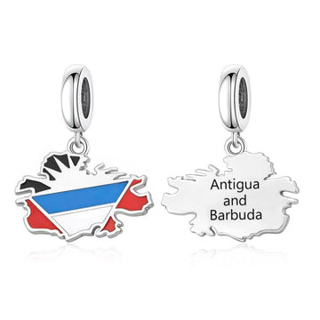 "Wanderlust Resonance" - 925 Sterling Silver Antigua and Barbuda Map Charm