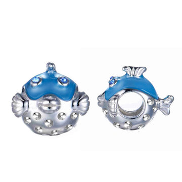 "Ocean Whispers" - 925 Sterling Silver Blue Pufferfish Charm