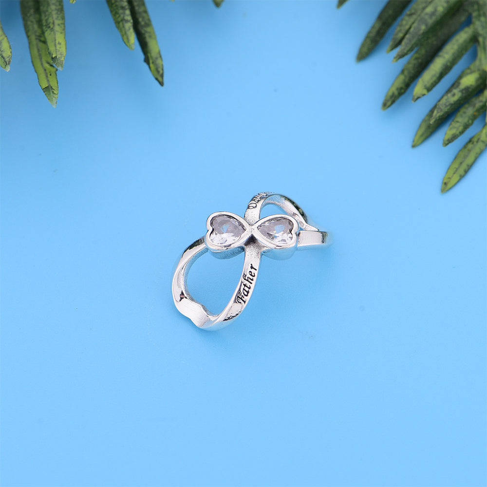 "Infinite Bond" Father & Daughter Heart Charm - 925 Sterling Silver