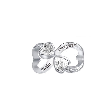 "Infinite Bond" Father & Daughter Heart Charm - 925 Sterling Silver